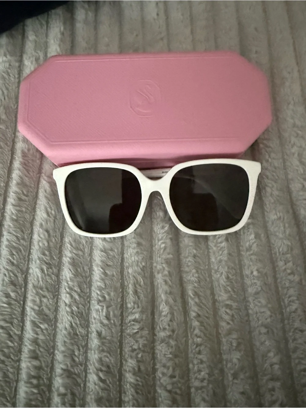 Swarovski White Square Sunglasses with Black Lenses